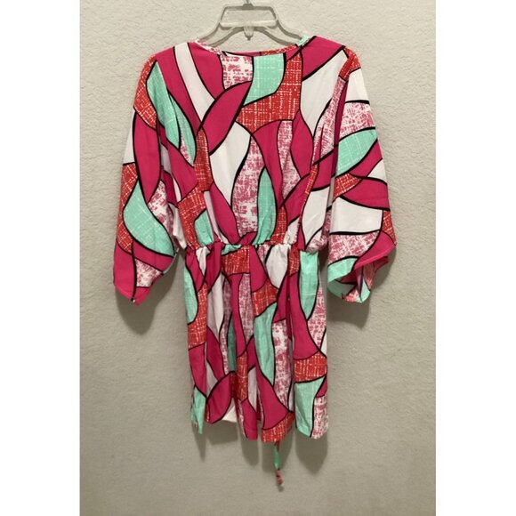 SHEIN VCAY Allover Print Batwing Sleeve Knot Front Romper Size S - Picture 7 of 9